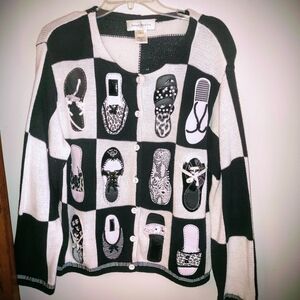 Susan Bristol Black & White Vintage Sweater Shoes, Sandal, Sneakers. Rare. Large